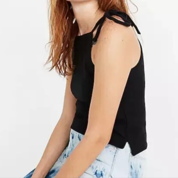 Madewell Rib Knit Tie Shoulder Crop Tank - Picture 1 of 4